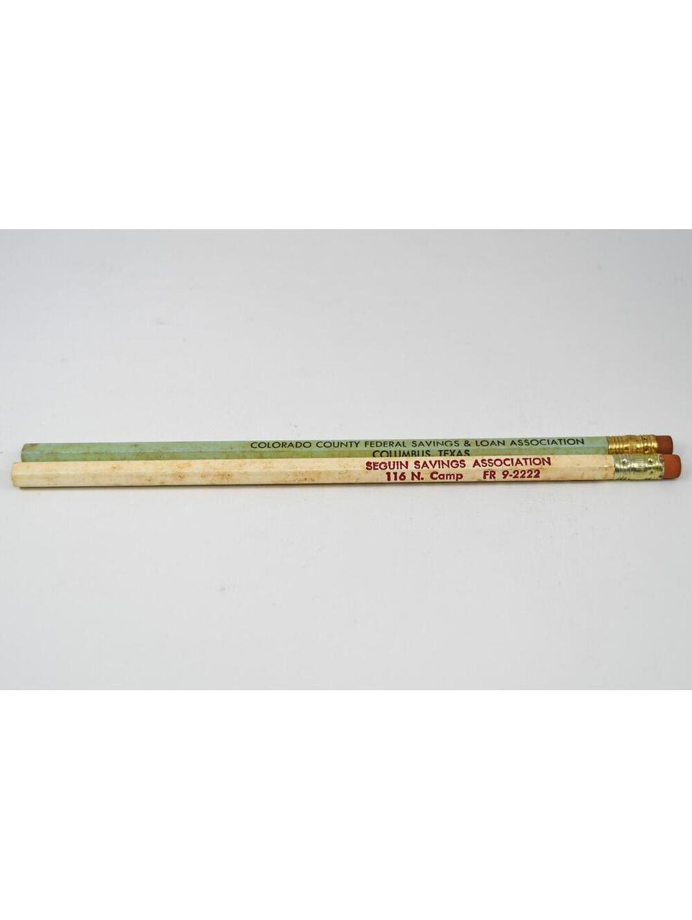 Lot of 2 Vintage Unsharpened Texas Savings and Loan Bank Advertising Pencils